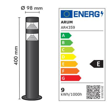 Borne de jardin 9W 40CM NOIRE