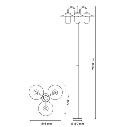 Lampadaire 3 têtes Jardin